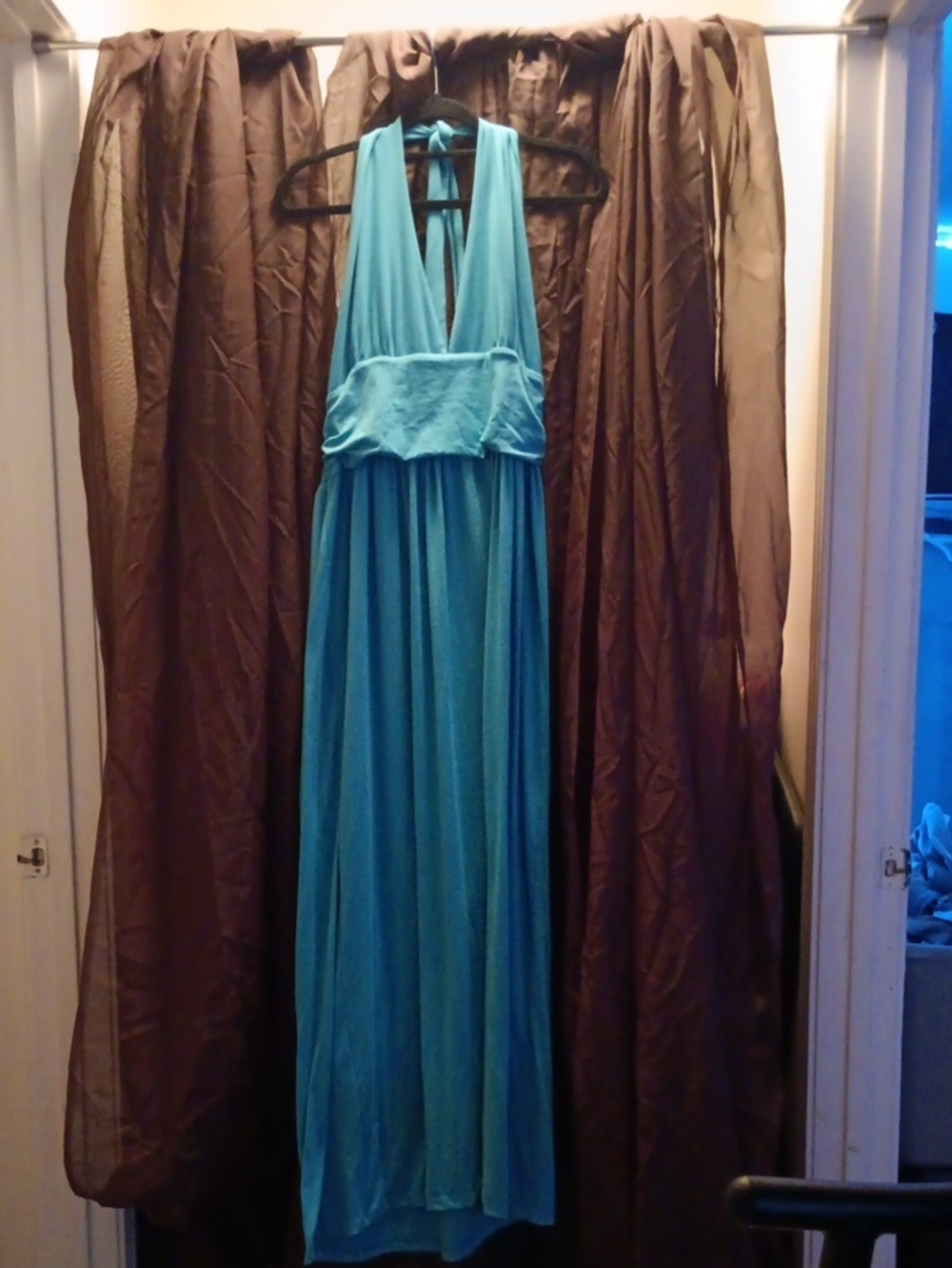 Aqua Halter Maxi Dress